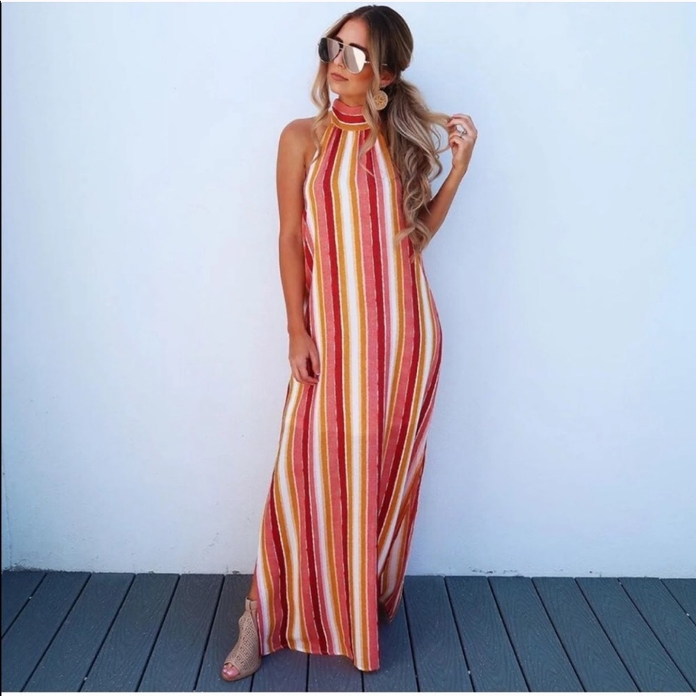 Striped Halter Dress